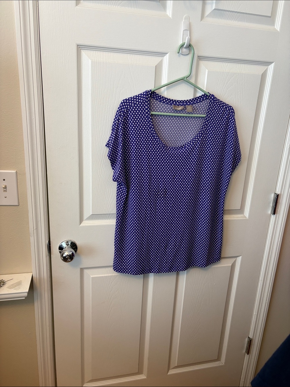 ChicosWomen’s Blue Polka Dot Scoop Neck Top